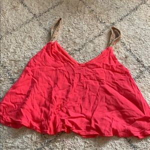 Pink braided strap crop top
